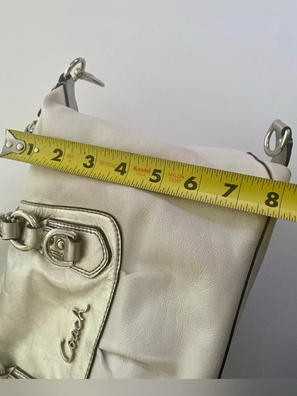 Coach Ashley Cream/Silver Leather Satchel with Convertible Straps